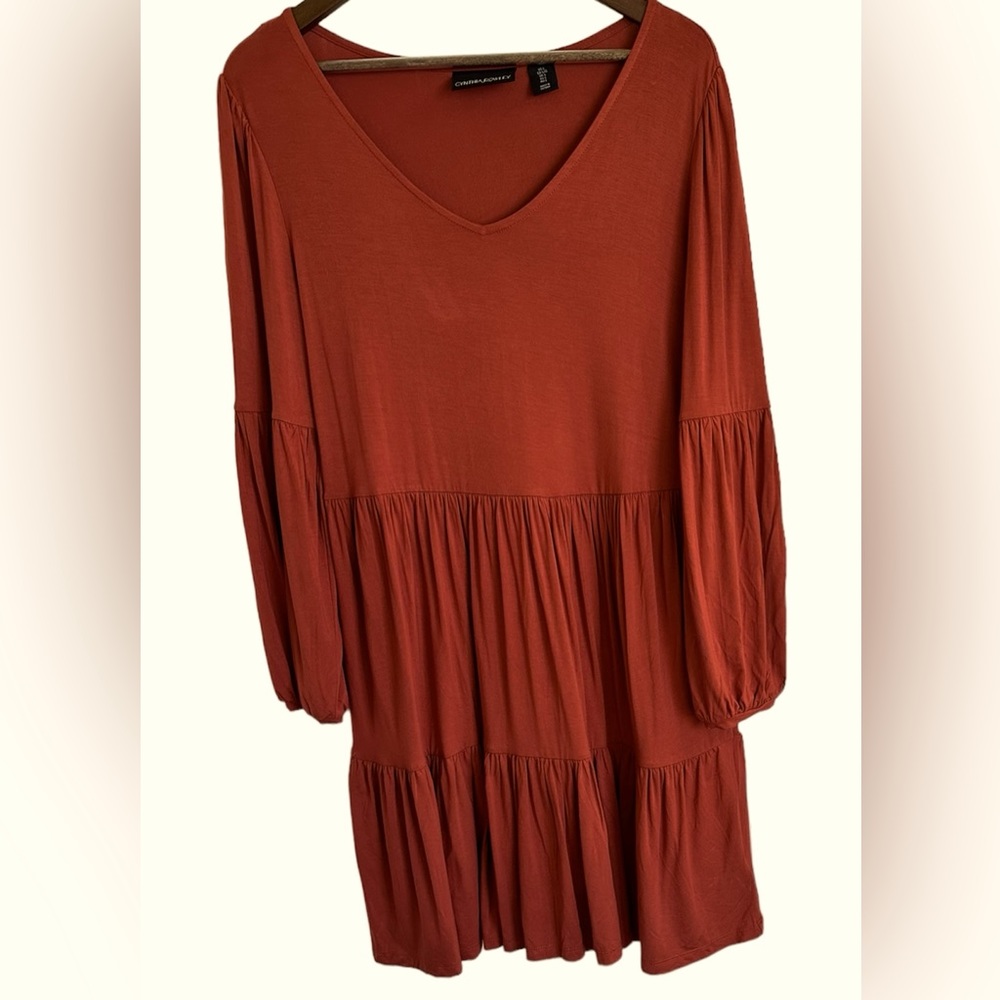 Cynthia Rowley, burnt orange, tiered dress women large